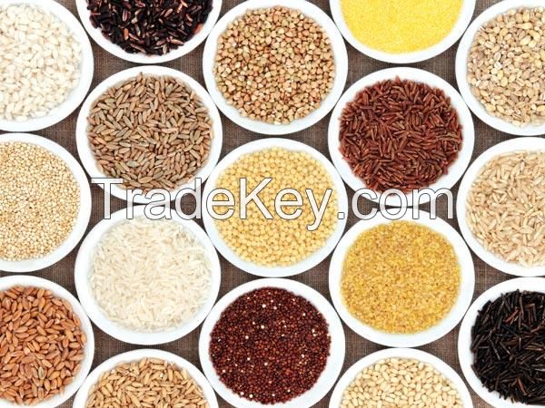 Grains, Sorghum, Chia Seeds, Quinoa, Rye, Barley, Oats, White Rice, Basmati Rice, Jasmine Rice, Aromatic Rice, Broken Rice, Yellow Corn, White Corn, Wheat Buckwheat,