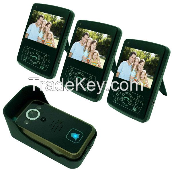 Home Security 1 Camera 3 Monitors Wireless Color Video Doorphone