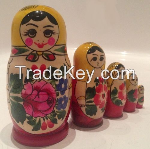 Wholesale Russian Traditional Wooden Nesting Dolls Matryoshka 5 pieces