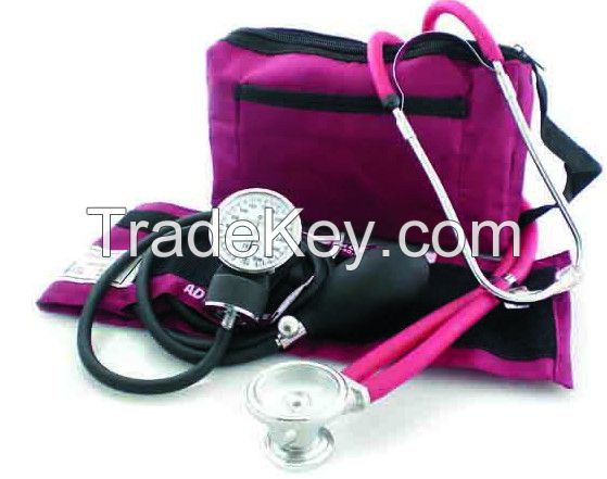 Medical aneroid sphygmomanometer with sprague pappaport stethoscope kit
