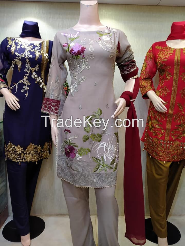 3pc embroidered stitched chiffon dresses by Sofarahino