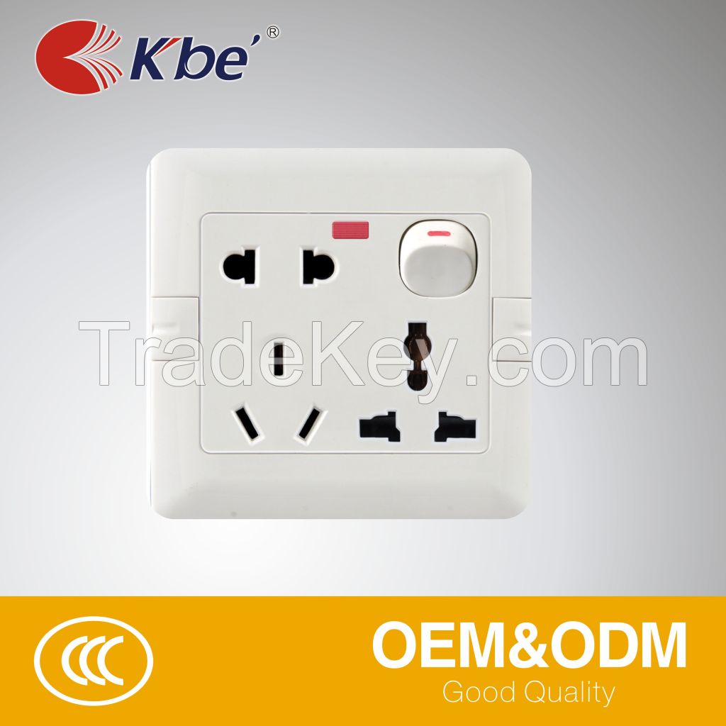 Electric wall switch multi socket with switch and neon