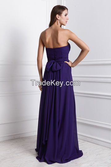 Elegant Chiffon Ruched Sweetheart Purple Bridesmaid Dress