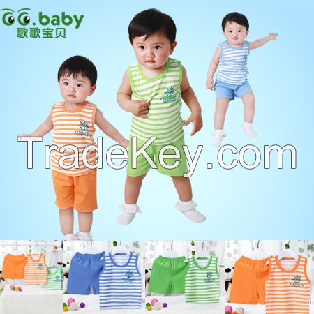 Baby Boys Clothing Set Summer Fashion Striped Cubs 100% Cotton 0-3 year Baby Girl Boy Clothes Set 2 Pieces