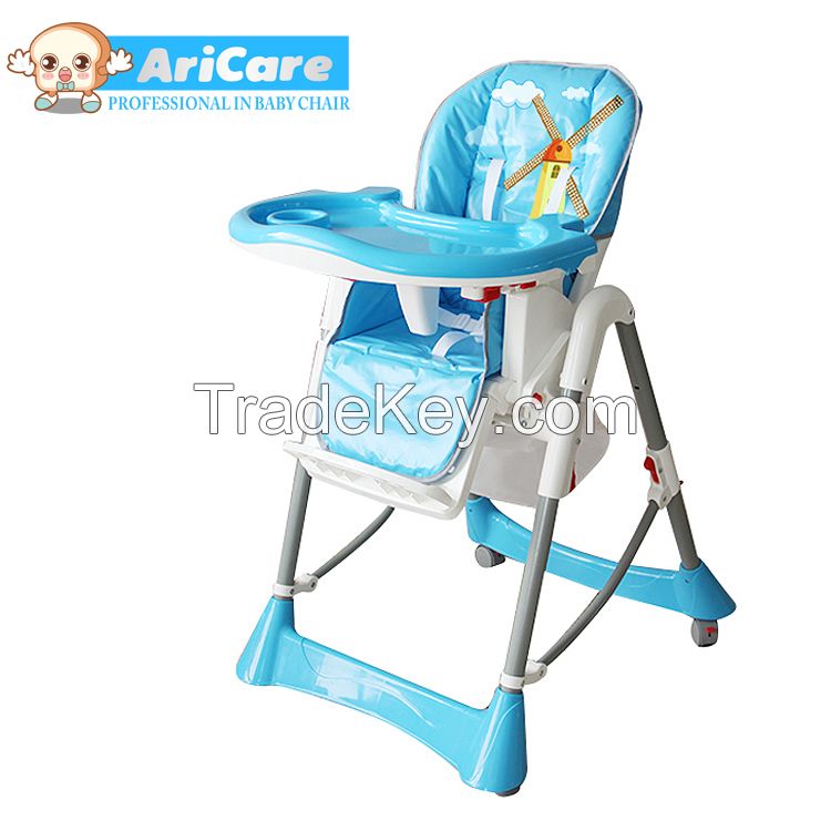 Baby high chair with big double food tray