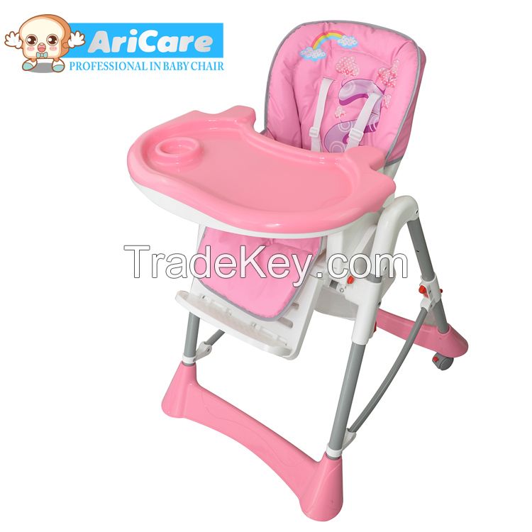 Baby high chair with big double food tray