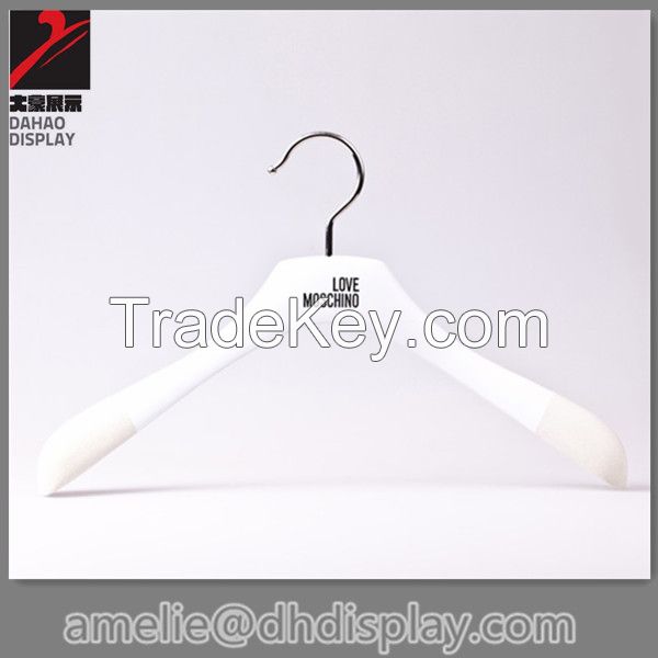 White velvet hanger non slip wooden hanger for wedding dresses