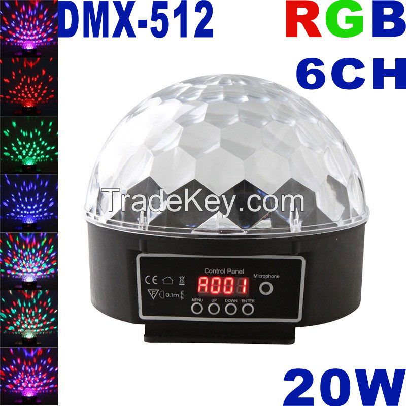 China supplier led crystal magic ball light six color dmx led stage ball light disco party light