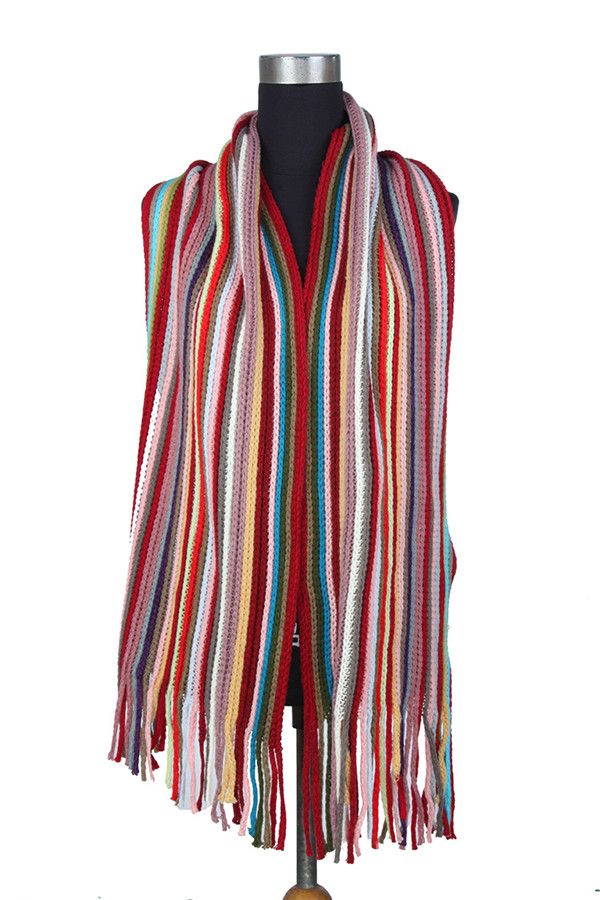 Acrylic Striped Knitted Scarves