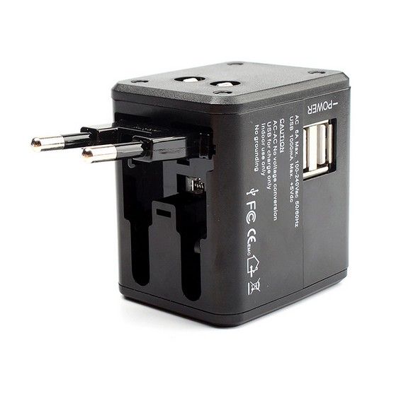 Universal Travel Adapter Power Adapter Wall Charger With Dual USB AC Power Plug Adapter Converters for EU UK US/AU