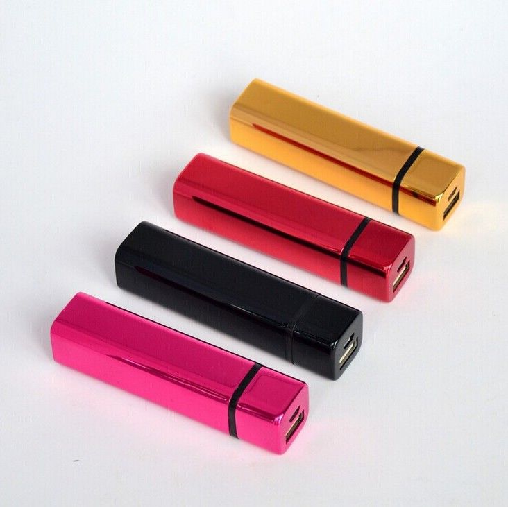 New Metal Lipstick Power Bank 2600mAh Fashsion Colorful Mobile Phone Emergency Battery Charger