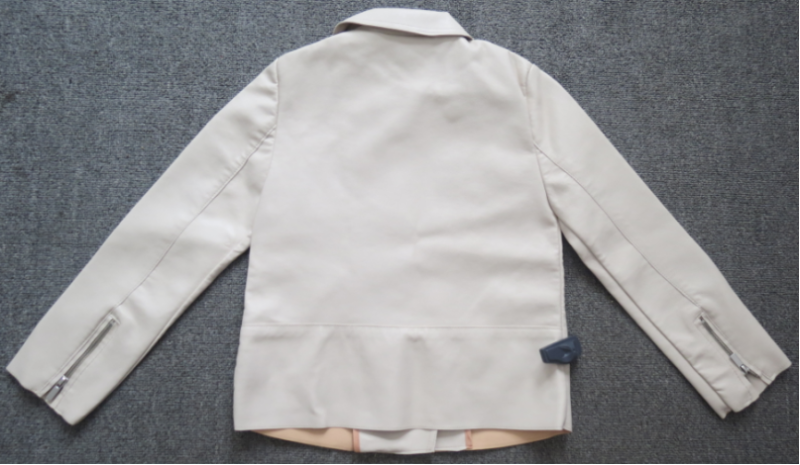 16, 221pcs Girls Oblique Zipper PU Jacket TC3-379