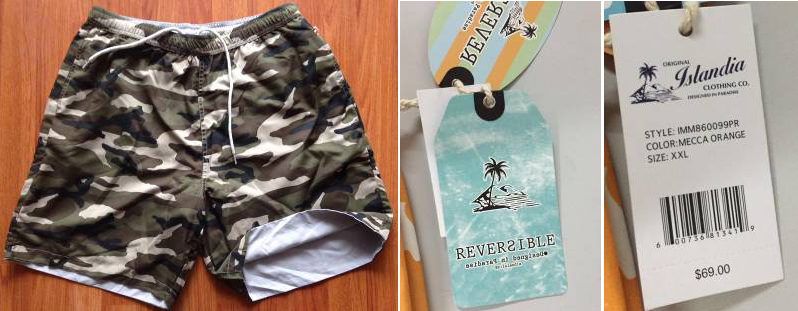 Islandia brand stocklot available, 32, 400pcs Men's reversible beach short TC2-383