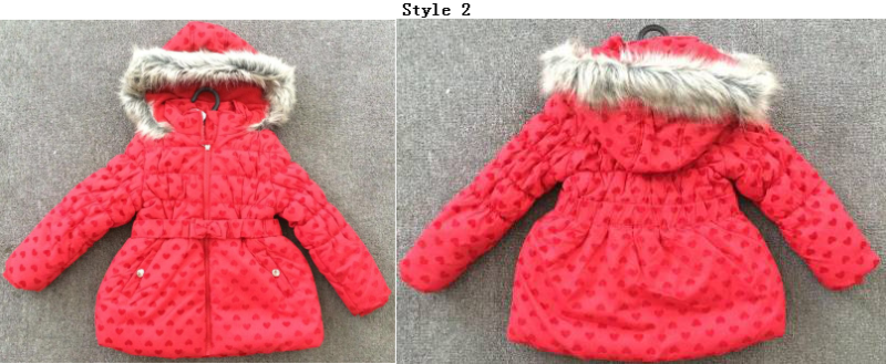 29, 650pcs Girls Padded Coats with fur hoodie TC3-378