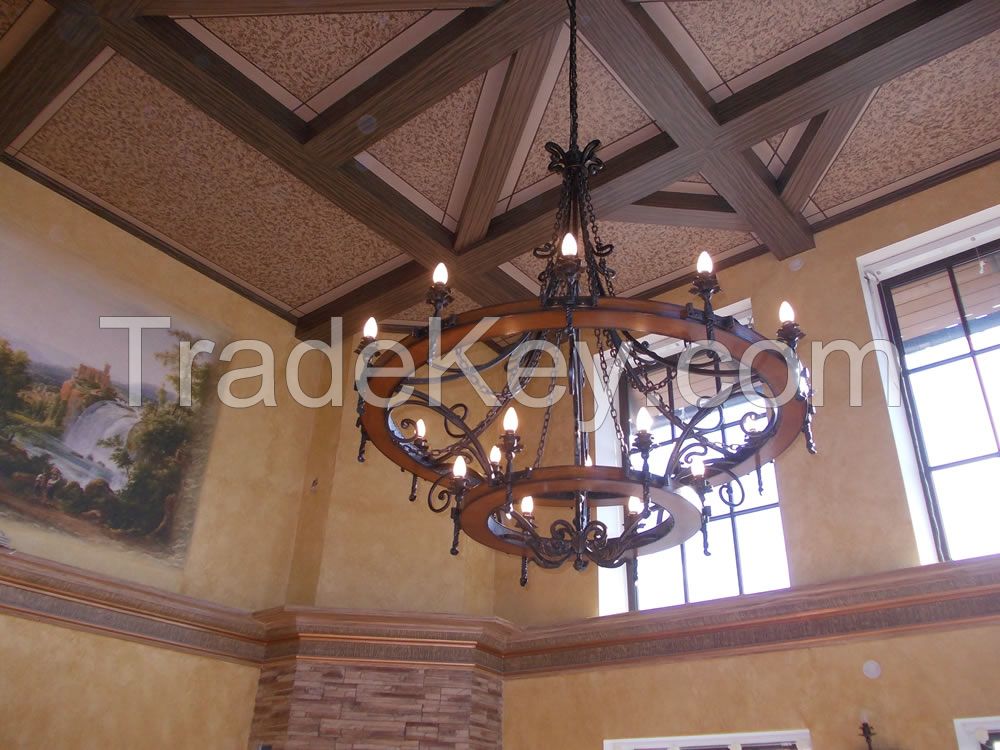 Forged Chandelier Stylized As A Cart Wheel