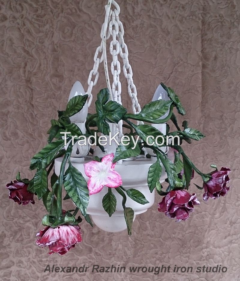 Wrought iron chandelier floral style