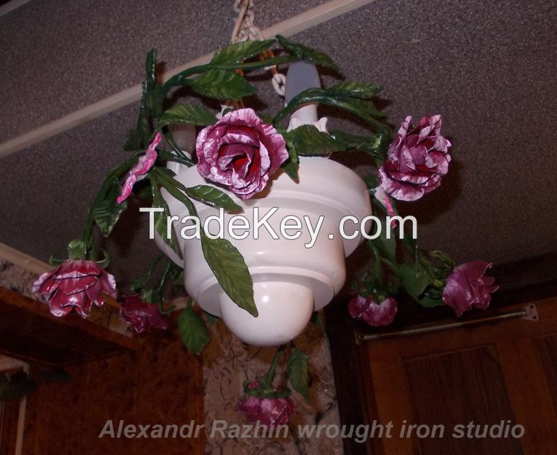 Wrought iron chandelier floral style