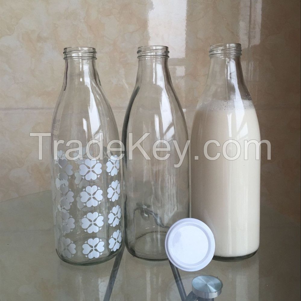 1000ml round glass milk bottle