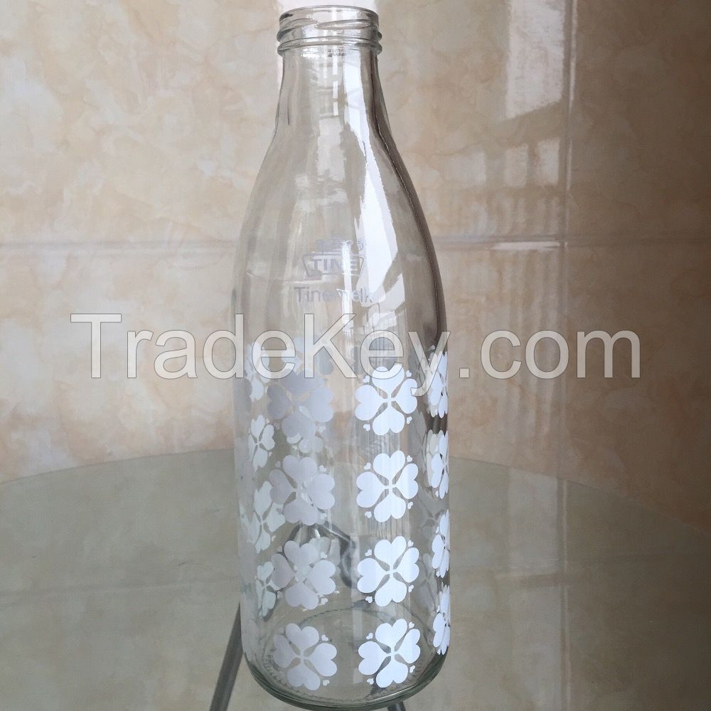 1000ml round glass milk bottle