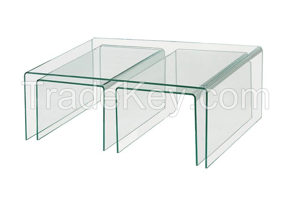 Hot bent glass nesting coffee table