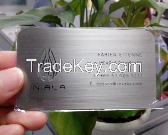 OEM 85*54MM credit card size brushed finish metal business card as your namecard