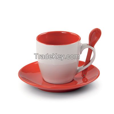 two-tone inner and rim color sublimation  ceramic coffee/latter cute mug cup and saucer