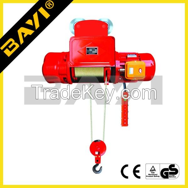 High quality I Ton Electric wire rope hoist With Electric Trolley