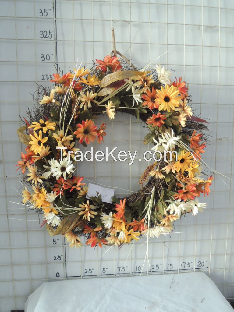 wreath for spring decoration, small pick sunflower, 2014 new design wreath 