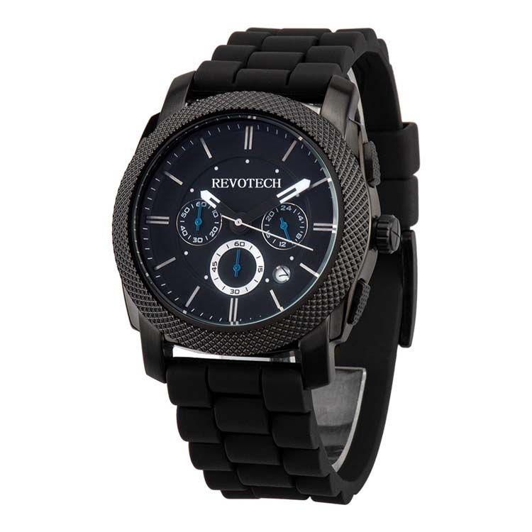 Men's coated glass dial black alloy waterproof quartz watch