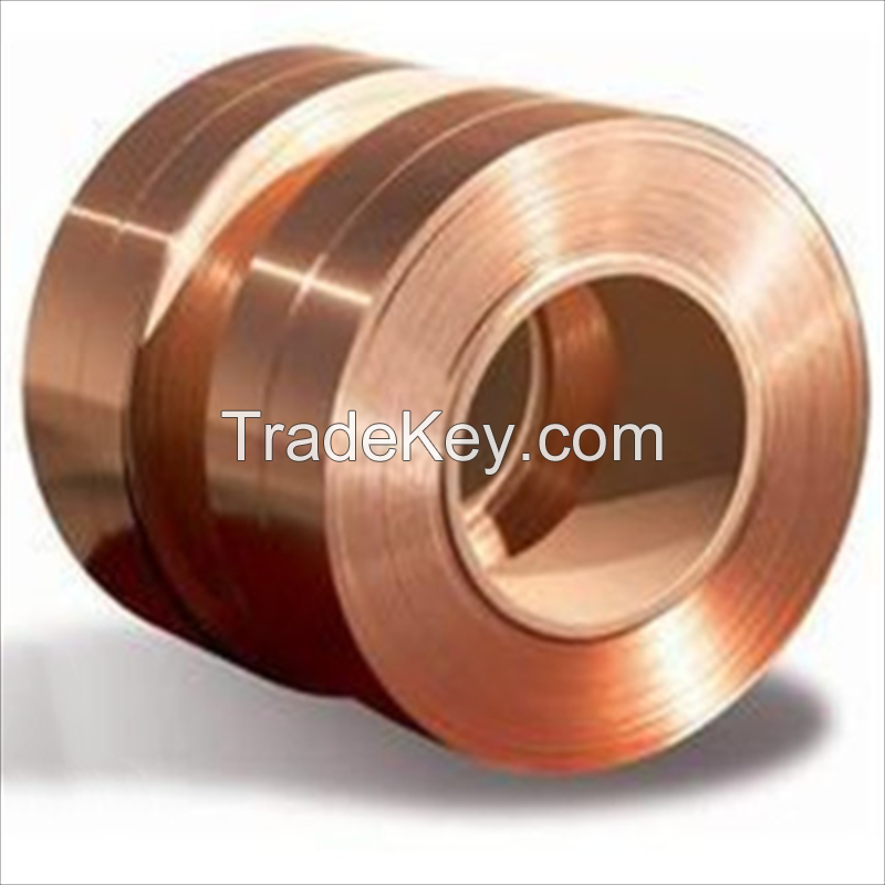 Low MOQ 0.01mm - 1mm Thipckness Custom Width 99.99% Pure Copper Tape Without Adhesive Copper Strips Coil For Earth Grounding