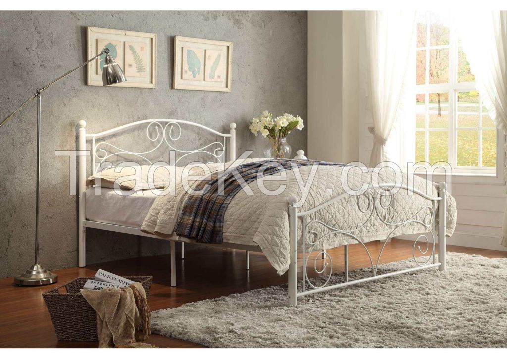 Antique white decorative single metal iron bed