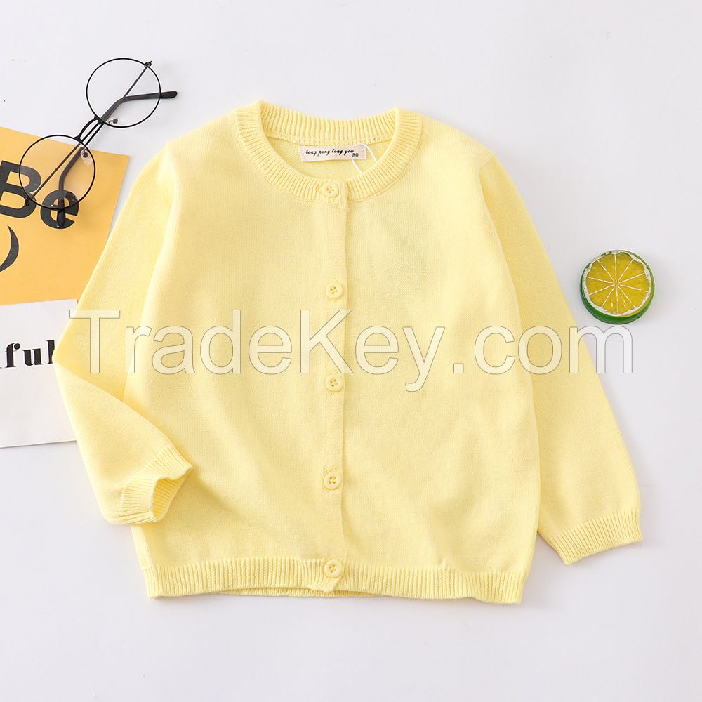 2022new Baby Boys And Girls Solid Color Spring Children's Cardigan Sweaters For Kids