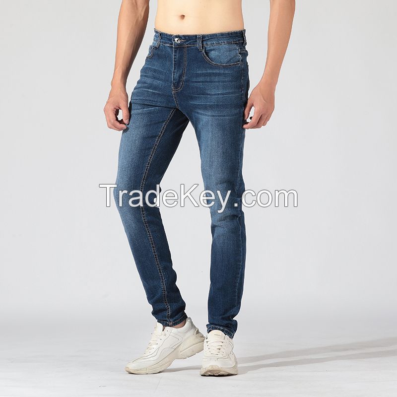 Wholesale custom logo high quality casual trousers fashion washed denim trousers men's jeans