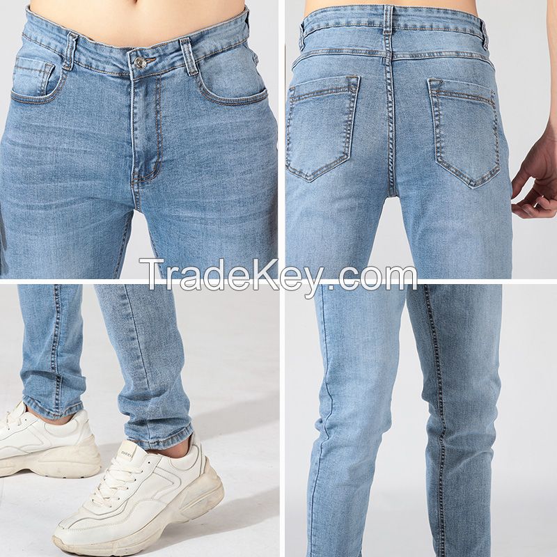 Wholesale custom logo high quality casual trousers fashion washed denim trousers men's jeans