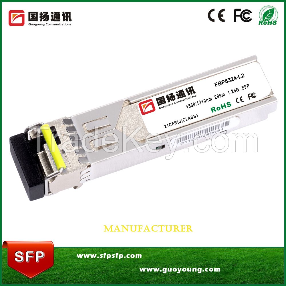 1550nm/1310nm 20KM 1.25G BIDI SFP Optical Transceiver Module 