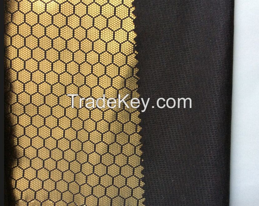 Polyester twill ripstop with silver and gold foil printing fabric