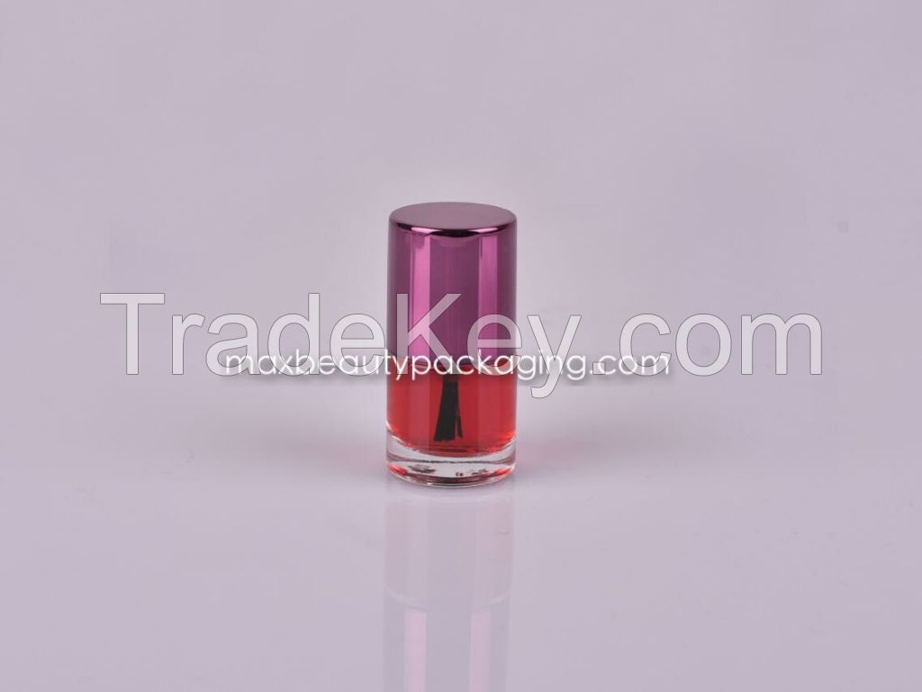 UV metalized coating Nail Polish cap round nail polish bottle flat brush nail polish packaging