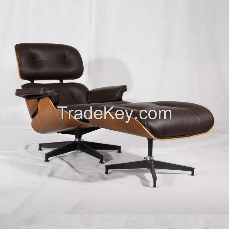 Charles eames genuine leather lounge chair with ottoman replica factory