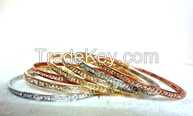 Designer Bangle Set of 7,in three tones- Silver,Gold Copper
