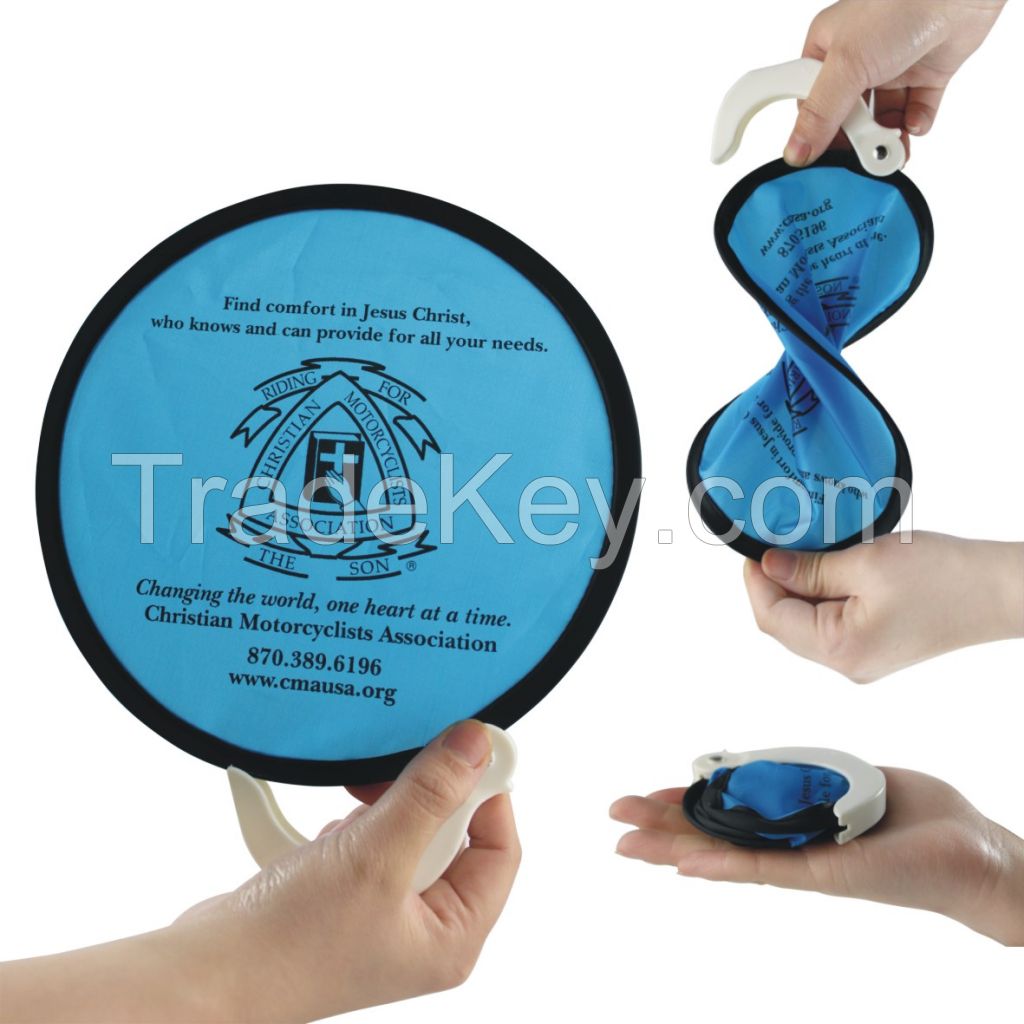 2015 Promotional Foldable Pocket Bulk nylon Frisbee custom Fan