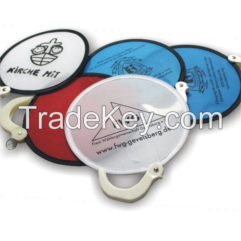 2015 Promotional Foldable Pocket Bulk nylon Frisbee custom Fan