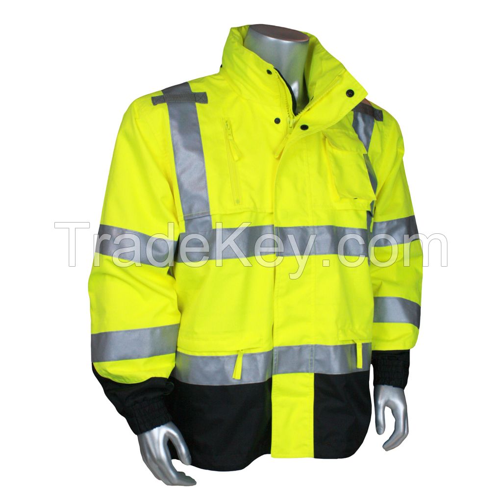 yellow oxford safety clothing with high reflective tape and breathable