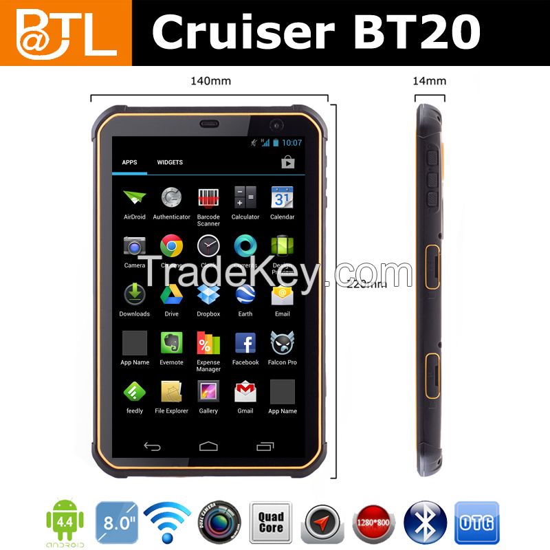 8.0'' wifi/3g 6000mah 8.0MP quad core Cruiser BT20 ip67 android4.4.2 rugged tablet pc