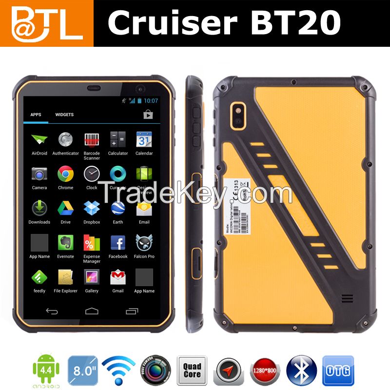 6000mah 8.0'' wifi/3g quad core 8.0MP otg Cruiser BT20 ip67 android4.4.2 rugged tablet