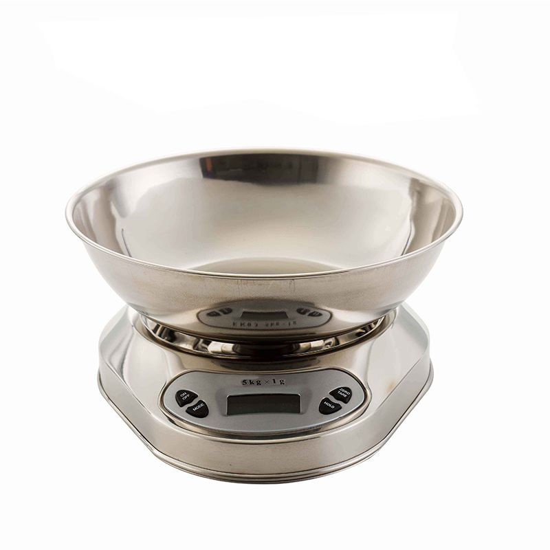 Stainless Steel Digital Kitchen Scale 5kg 1g with Bowl