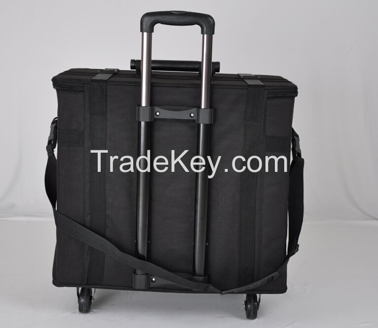 eyewear display suitcase salesman sample bag eyeglass storage case with wheels and puller