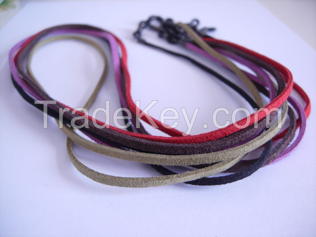 eyeglass brushed suede leather cord lanyard string eyewear retainer