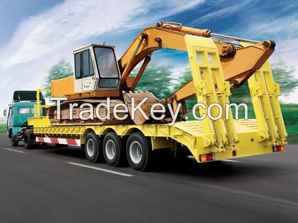 Three axles Low bed trailer to transport excavators