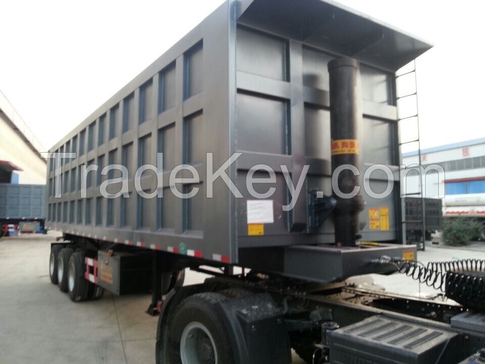 Three axles dump trailer to transport cargo goods