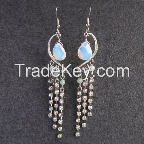 Lady's Gemstone opal rhinestone filled earrings and sets